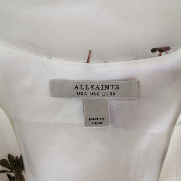 All Saints Capri Kikyo Layered Floral Asymmetrical Midi Dress Wrap/Shift Size 0 - Picture 15 of 17